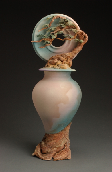 Cypress Wheel Pedestal Vase by Bonnie Belt