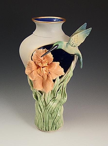 Hummingbird Cutout Iris Vase by Bonnie Belt