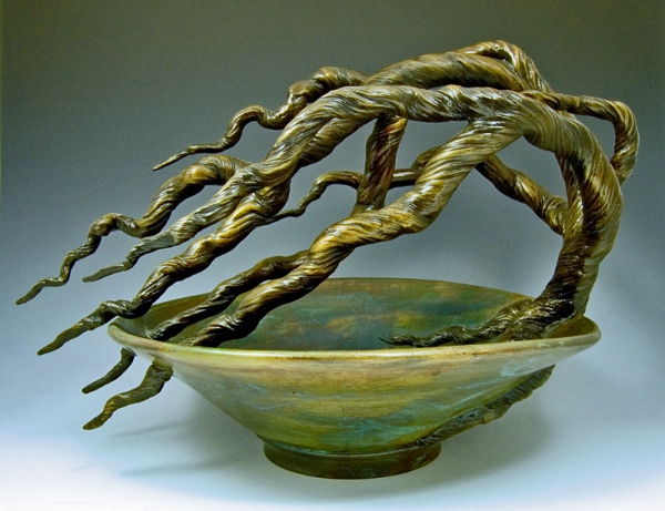 Bronze Tree Pierced Bowl by Bonnie Belt