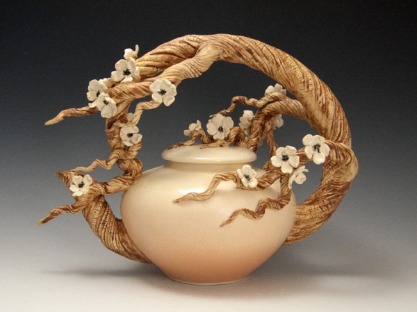 Plum Blossom Branch Teapot by Bonnie Belt