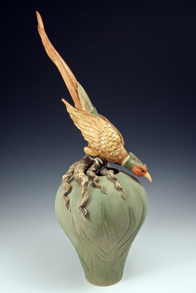 Crouching Pheasant Vase by Bonnie Belt