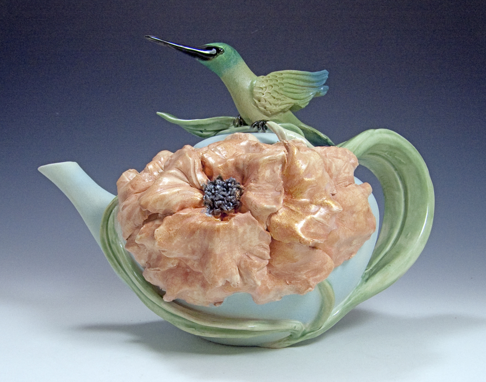 Click here to view Peony Hummingbird Teapot by Bonnie Belt
