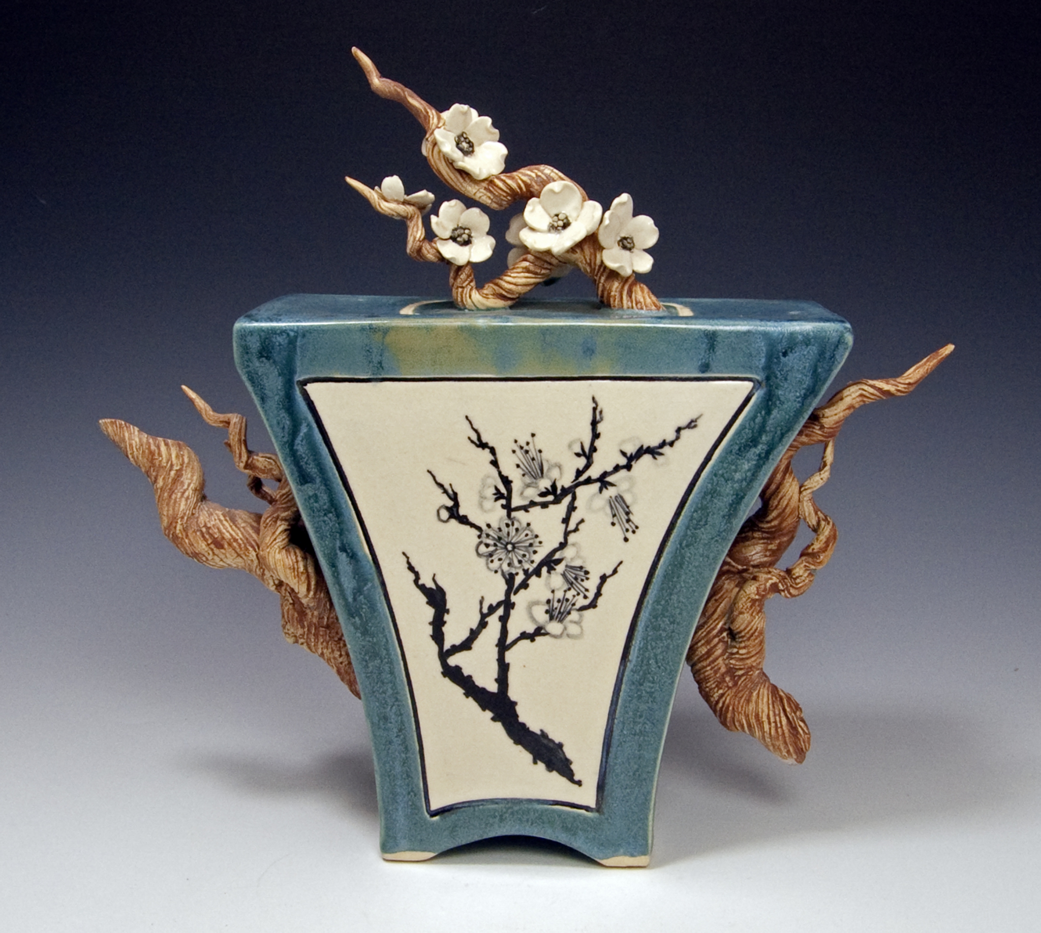 Plum Blossom Box Teapot by Bonnie Belt